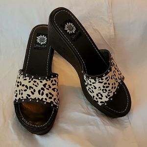 Yellow Box Leopard Print Wedges